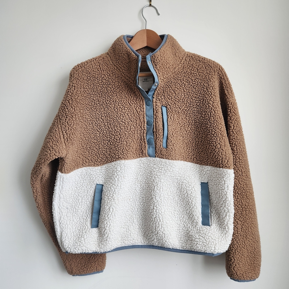 Thread & Supply Brown and White Sherpa Sweater